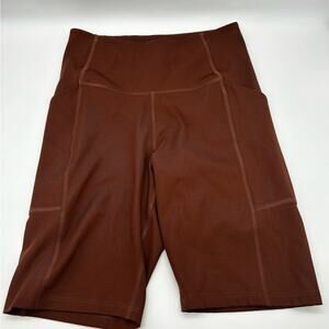 Girlfriend Collective Brown Bike Shorts High Waist Performance Size Small